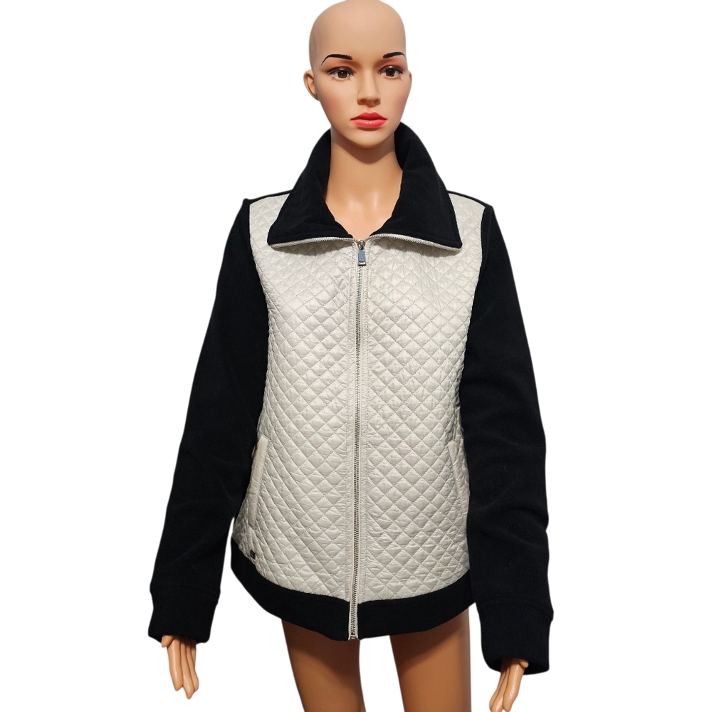 Lauren Ralph Lauren Quilted Fleece Full-Zip Jacket Preppy Sz M
